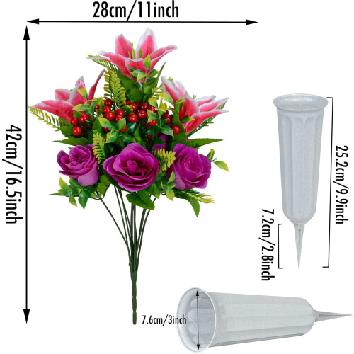 Ensemble de fleurs commémoratives avec vase – Lys rouge et 1