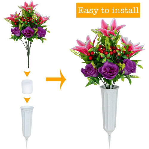 Ensemble de fleurs commémoratives avec vase – Lys rouge et 2
