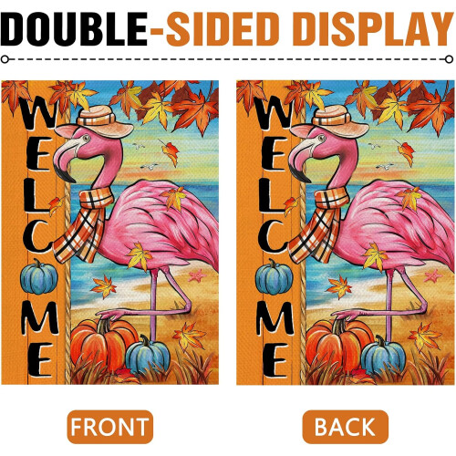 Efterårsflamingoflag 28x40 dobbeltsidet 2