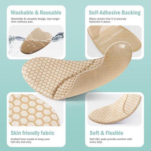 Αντιολισθητικοί Μισοί Πάτοι Honeycomb Design 4 Ζεύγη Μπεζ Μαύροι 2