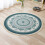 Grønt mandala rundt teppe 86x86 cm sklisikkert 2
