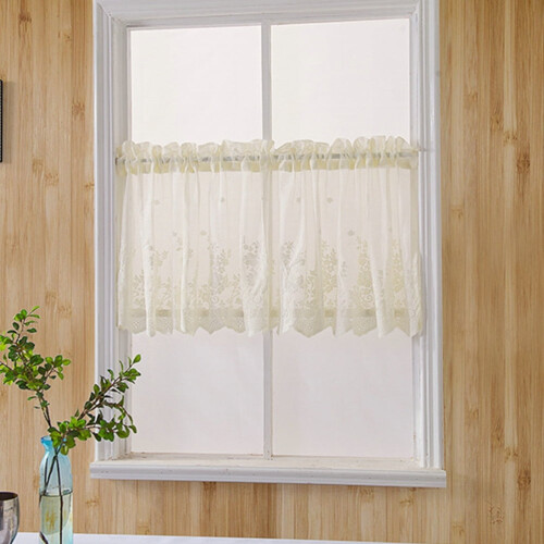 Beige half-lace curtain sun-proof kitchen window decoration 1