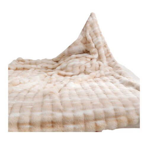 Reversible Fleece Throw Blanket Beige 5579 Inch 1