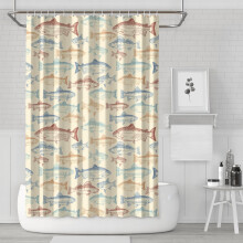 Cortina de chuveiro impermeável com desenho de peixe, 183 x 183 cm (72 x 72 polegadas)