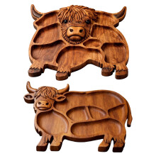 Wooden Snack Plate with Compartments 1 pc