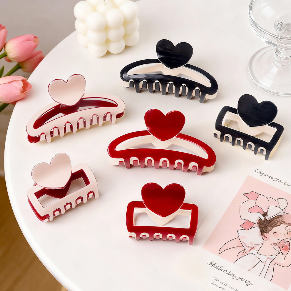 Heart Hair Claw Clip for Thick Hair 5.1 Inch Plastic Jaw