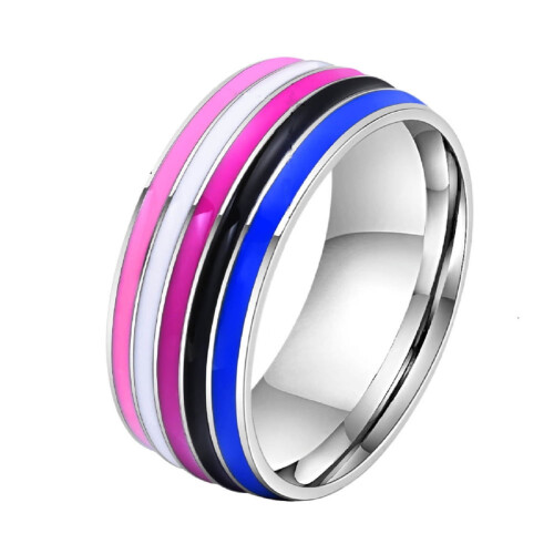 Rostfritt stål Rainbow Pride-ring Unisex Storlek 7