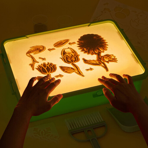 Caixa de areia brilhante para brinquedo de mesa de luz 15x11x4 polegadas 1