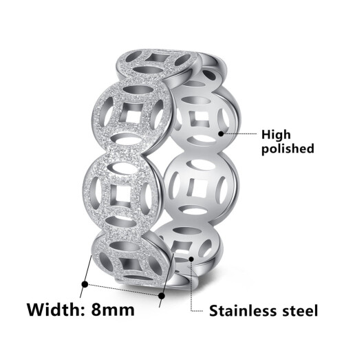 Bague de couple en acier inoxydable sablé argenté, taille 8 1