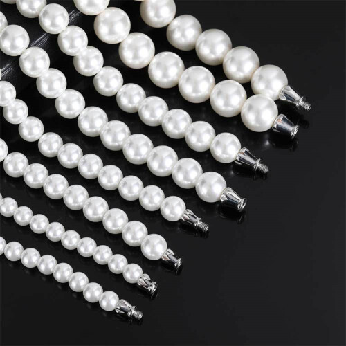 Colar feminino de aço inoxidável com pérolas, prateado, 10 mm 2