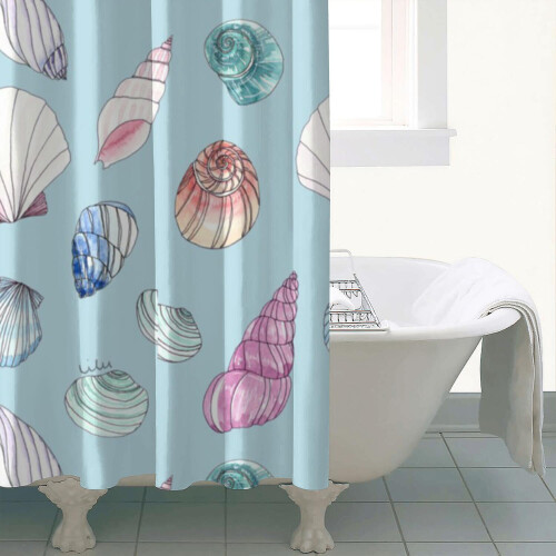 Douchegordijn van schelpen, waterdicht polyester, 72x72 inch 1