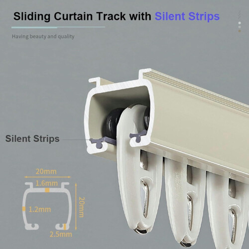 Rail de rideau GXCZ à fixation plafond/mur 100-600 cm avec 2