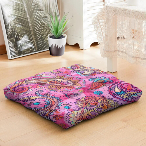 Τετράγωνο μαξιλάρι διαλογισμού boho με μοτίβο paisley 22x22 2