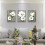 Ensemble de tableaux abstraits de fleurs blanches sur toile grise et verte (3) 4