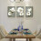 Ensemble de tableaux abstraits de fleurs blanches sur toile grise et verte (3) 5