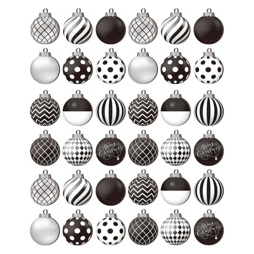 Black and White Shatterproof Ball Ornaments 36 pcs 1
