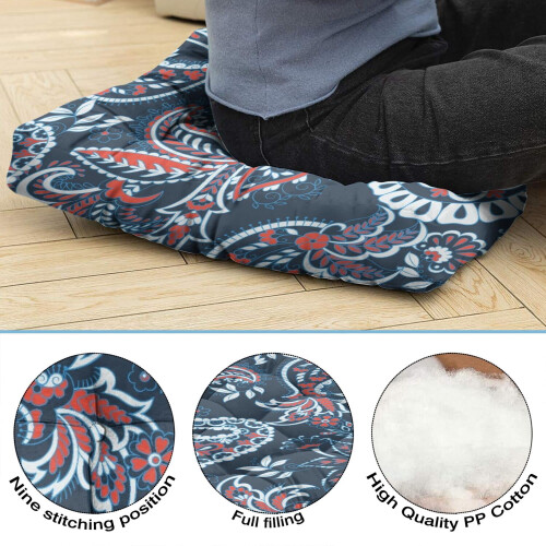 Almofada de meditação boho quadrada com estampa paisley (22x22 polegadas) 1