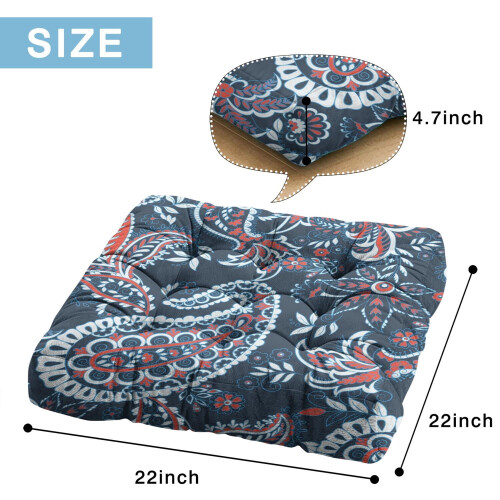 Almofada de meditação boho quadrada com estampa paisley (22x22 polegadas) 2