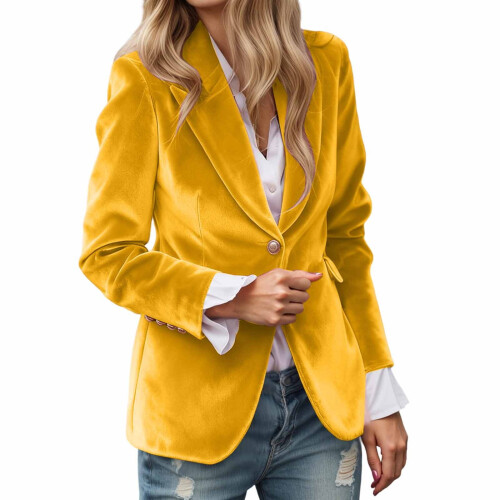 Damen-Samtblazer im Vintage-Stil, langärmelig