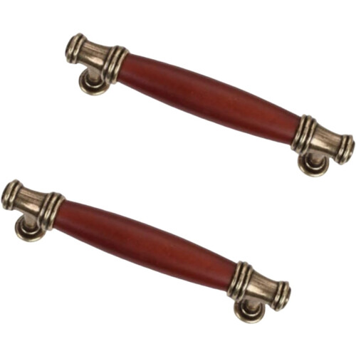 Wooden Cabinet Knobs Bronze Rosewood 2 pcs 96 mm