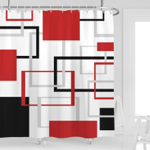 Geometrinen suihkuverho, punainen musta, 72x72 tuumaa, vedenpitävä