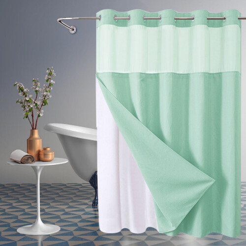Rideau de douche réversible double couche 71 x 80 pouces avec 2
