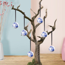 Christmas Ornament Blue White Porcelain Ceramic Ball 1 Piece