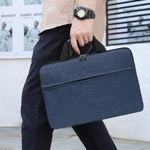 Laptoptas van blauwe, waterafstotende stof 1