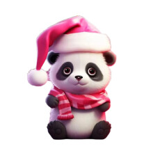 Pink Panda Christmas Acrylic Ornament with Metal Hook 3.14
