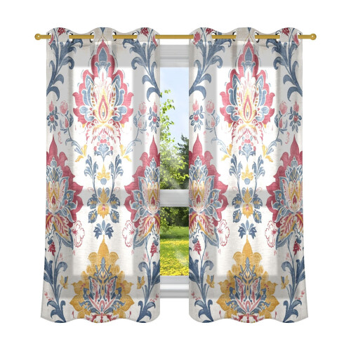 Cortinas térmicas blackout com estampa floral boho de 63 polegadas (160 cm). 1