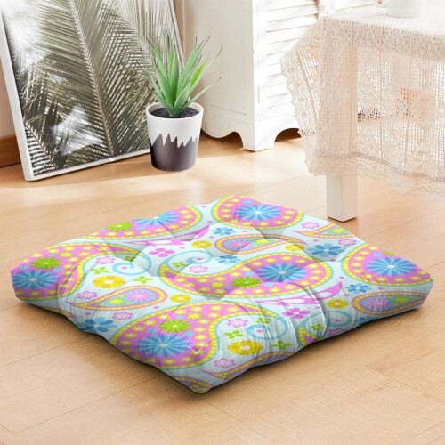 Μαξιλάρι διαλογισμού Paisley Boho Square 22x22 ίντσες 2