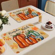 Set de table Thanksgiving, motif citrouille et feuille d'érable, 15,75 x 11,81