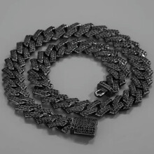 Collier cubain pour homme en acier inoxydable, 56 cm (22 pouces)