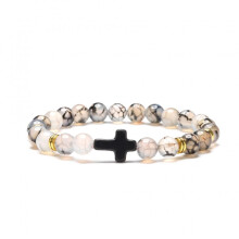 Armband met kralen van onyx en tijgeroog, unisex, religieus cadeau