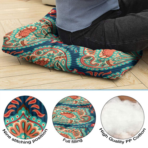 Μαξιλάρι διαλογισμού Paisley Boho Square 22x22 ίντσες 2