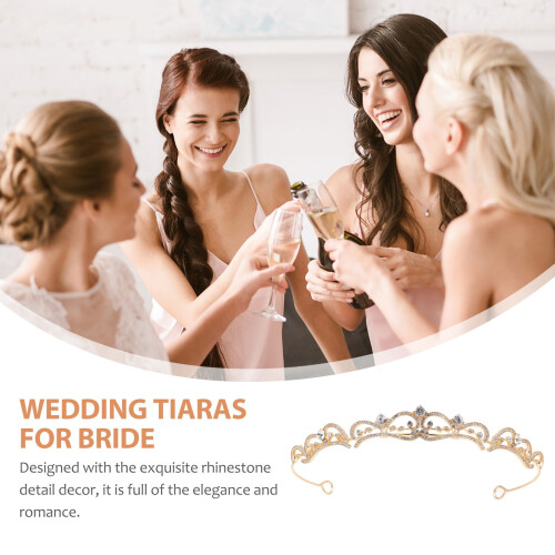 Tiara de Coroa Dourada para Noivas e Mulheres (Conjunto Completo) 1