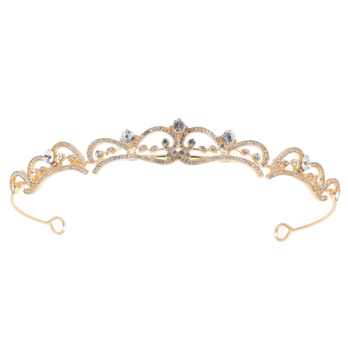 Tiara de Coroa Dourada para Noivas e Mulheres (Conjunto Completo) 2