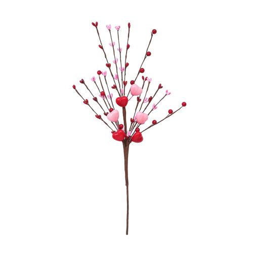 Valentijnsdag Hart Takje Rode Plastic Bessen 45cm 1