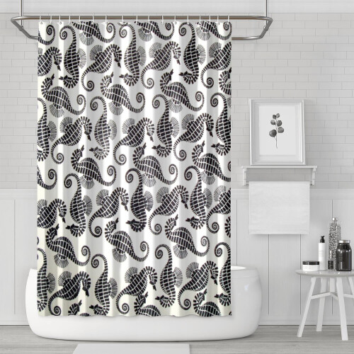 Sjöhäst Duschdraperi Vattentät Polyester 72x72 tum