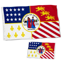 Bandera de Detroit, Michigan, de doble cara, 12x18 pulgadas.