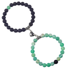 Partnerarmband mit magnetischem Heilstein und elastischem Band (2 Stück)