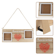 Leorx Heart-Shaped Hanging Picture Frame Set Red Wood 1