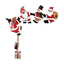Décoration de porte de Noël en bois rouge, cadre 13,2 x 12,7 cm, sans perçage
