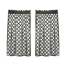 Perdele transparente geometrice negre, 61x99 cm (2 panouri)