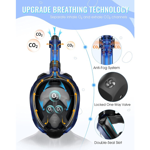 G2 Full Face Snorkel Mask with Dry Top System and 180 View 1