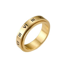 Anel feminino giratório em aço inoxidável com numerais romanos, 6 mm