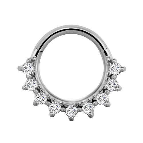 Titanium neusring met micro-zirkonia steentjes