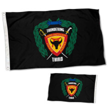 Bandera militar del 3er Batallón, 4to Regimiento, doble cara, 3x5 pies