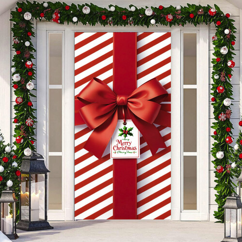 Painel de Natal para Porta com Laço Vermelho 35,478,7 polegadas 2