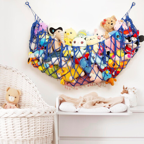 Hamaca de peluche con red, almacenamiento de pared de esquina, estilo boho macramé 1